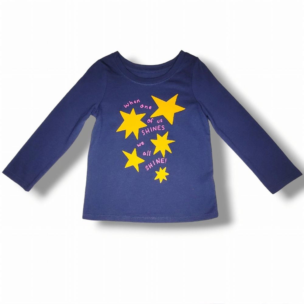 Cat & Jack Girls Stars Blue Long Sleeved Shirt Size 2T